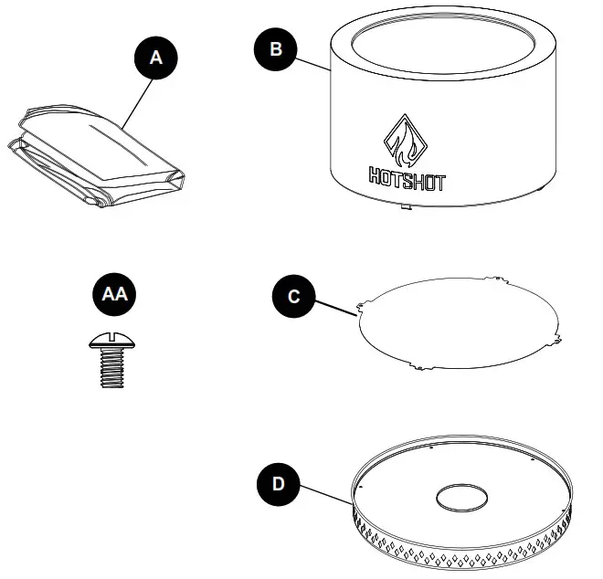 Hotpoint 52258 19 5 Inch Wood Burning Fire Pit with Bag - REPLACEMENT PARTS LIST