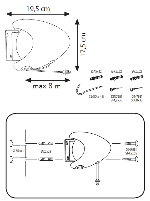 LEIFHEIT-83106-Rollfix-80-Single-Longline-Wall-Mounted-Extending-Washing-Line-fig-1