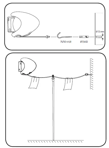 LEIFHEIT-83106-Rollfix-80-Single-Longline-Wall-Mounted-Extending-Washing-Line-fig-2