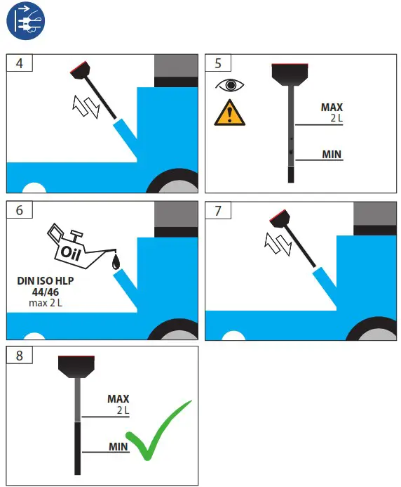 Gude GHS 500 7 TED Log Splitter - Oil level inspection 3