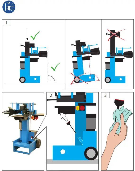 Gude GHS 500 7 TED Log Splitter - Oil level inspection