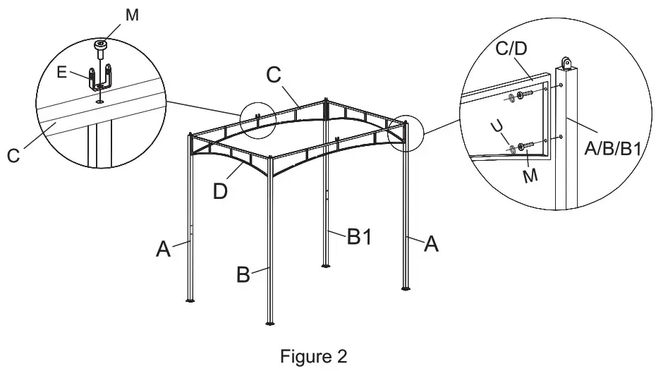 Alpulon ZMWV165 8 ft x 5 ft Outdoor Barbecue Grill Gazebo Canopy Tent Replacement - ASSEMBLY 2
