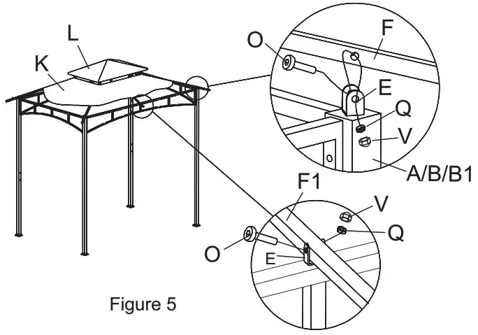 Alpulon ZMWV165 8 ft x 5 ft Outdoor Barbecue Grill Gazebo Canopy Tent Replacement - ASSEMBLY 5