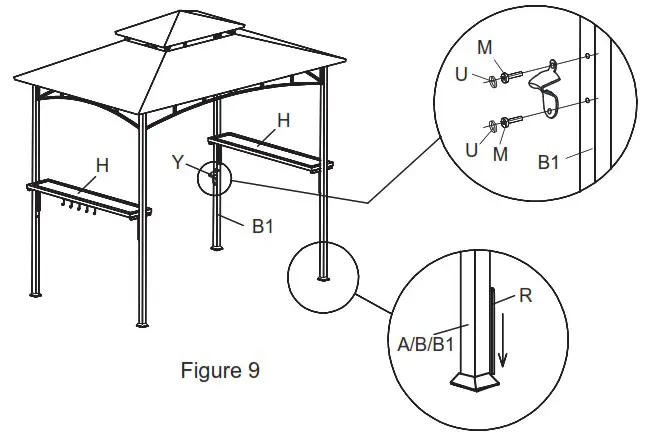 Alpulon ZMWV165 8 ft x 5 ft Outdoor Barbecue Grill Gazebo Canopy Tent Replacement - WARRANTY