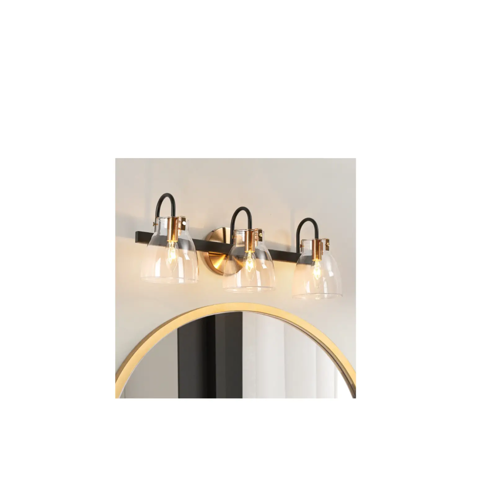 Uolfin A04787w3 21.3 Inch 3-light Matte Black And Brass Gold In Bell Shape Modern-contemporary Vanity Light Instruction Manual