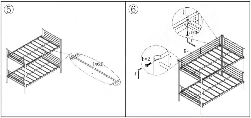 GODEER 035D White Twin over Twin Bunk Bed with Metal Frame and Ladder-4