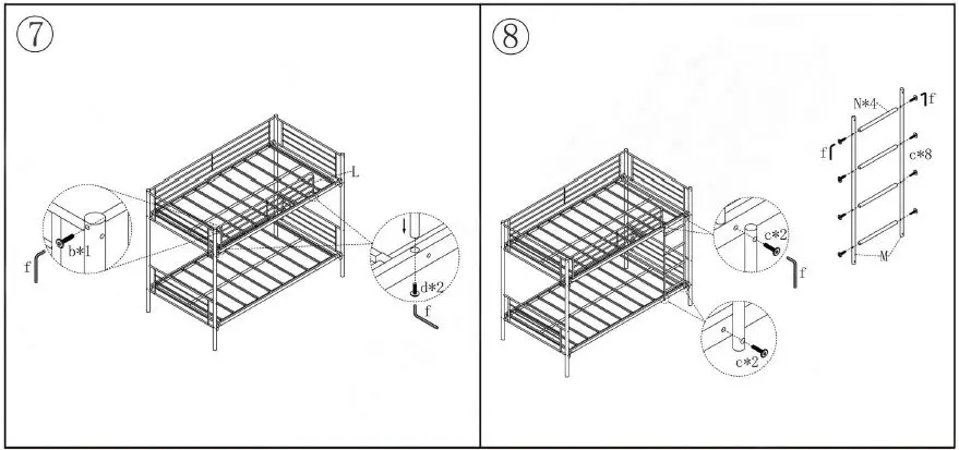 GODEER 035D White Twin over Twin Bunk Bed with Metal Frame and Ladder-5
