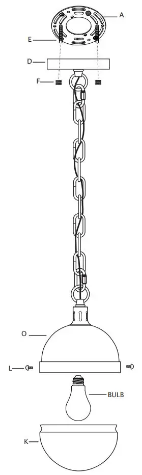 elk HOME 14514-1 Harmelin 7 Inch Wide 1-Light Mini Pendant Instruction Manual - Carefully raise fixture up to ceiling