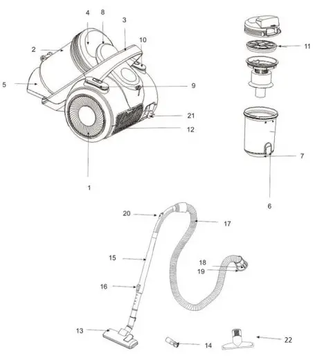 Timbrek T-VCC-121 Vacuum Cleaner with Container (1)