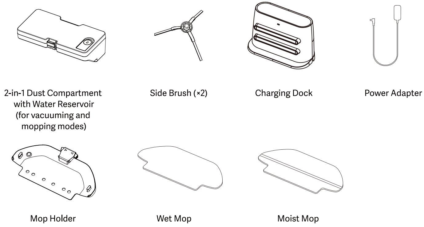 xiaomi Viomi SE Robot Vacuum Cleaner - Accessorioes box contents