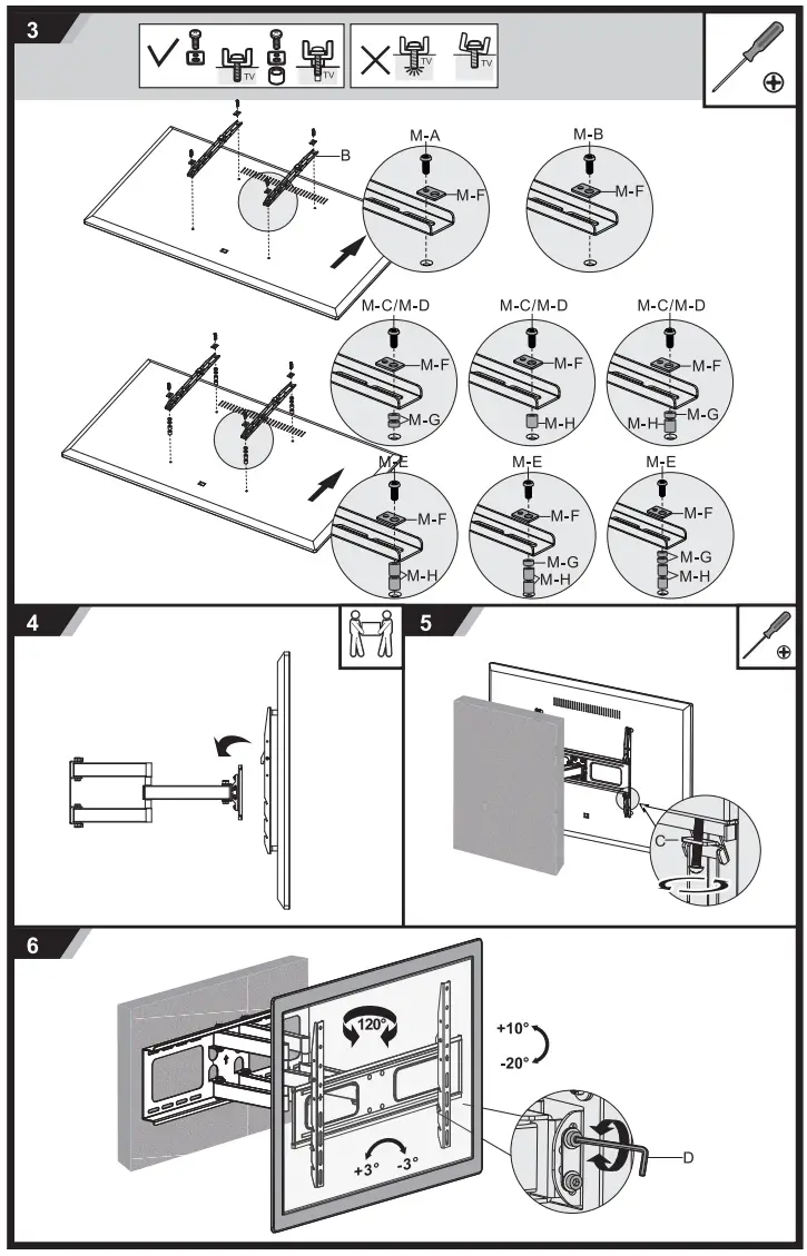 LASER TVB-LPA36-01 Large Full Motion TV Wall Mount - fig 3
