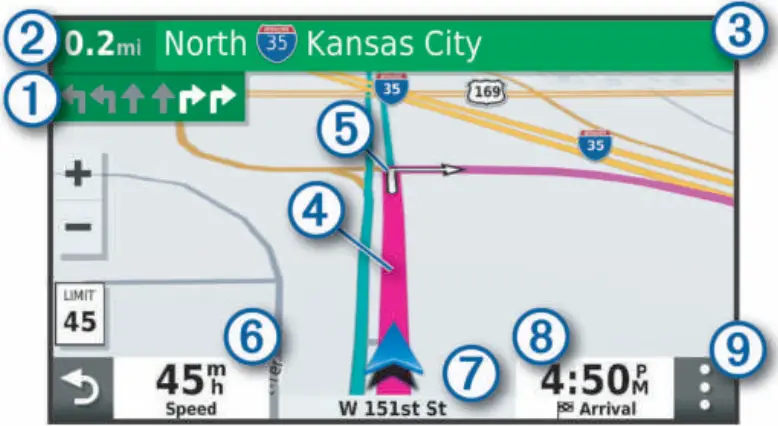 GARMIN DRIVESMART 55 Traffic Vehicle GPS - Route on the Map