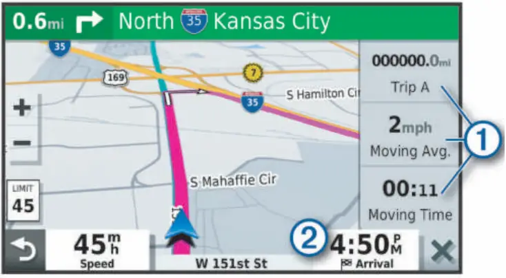 GARMIN DRIVESMART 55 Traffic Vehicle GPS - Trip Data