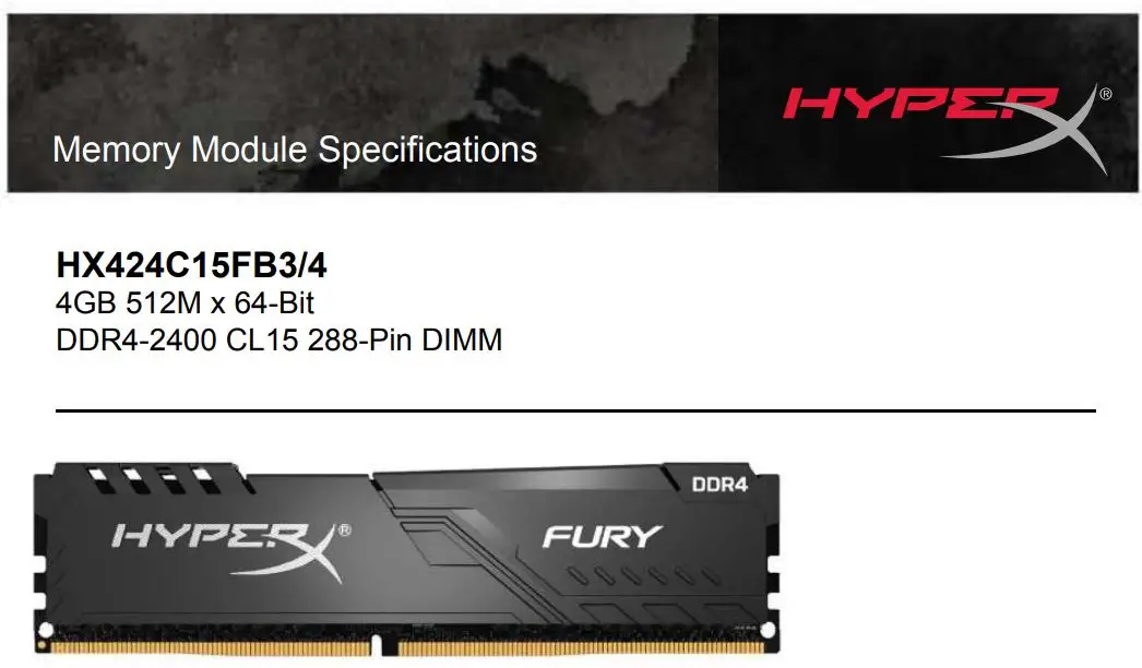 HYPERX HX424C15FB3 4 Desktop Ram Owner's Manual