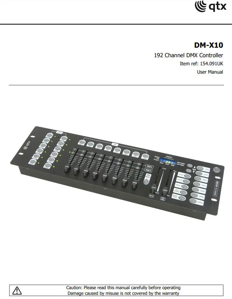 qtx DM-X10 192 Channel DMX Controller User Manual