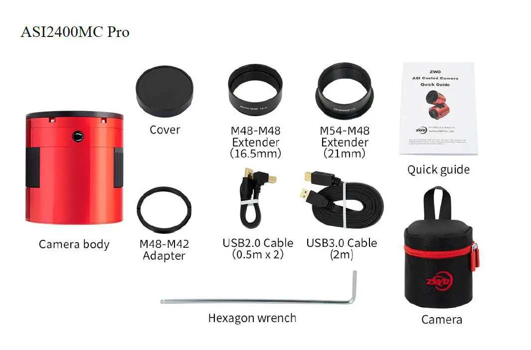 ZWO ASI2400MC Pro Full Frame Colour Astro Imaging Camera FIG 1