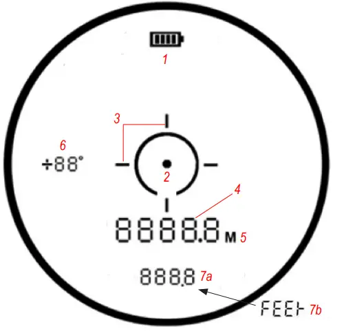 Bushnell DG850SBL Edge Disc Golf 6x24 Laser Rangefinder - DISPLAY