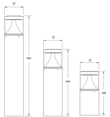 DAVIS LIGHTING Bola BAG Bollard - DIMENSIONS 1