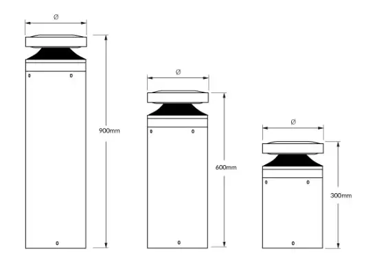 DAVIS LIGHTING Bola BAG Bollard - DIMENSIONS 2