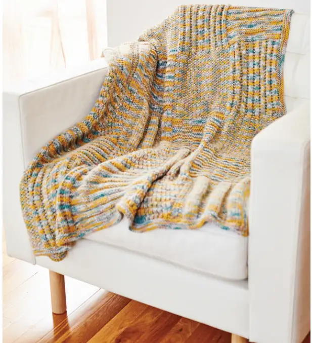Free Knitting Pattern Lion Brand® Wool-Ease® Hand Dyed Colby Afghan Pattern Number: L90113