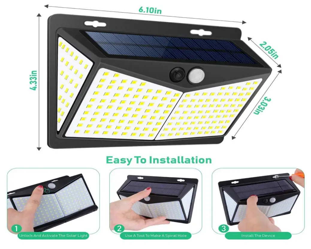 Exgreem 208 Outdoor Solar Motion Sensor Light - product size