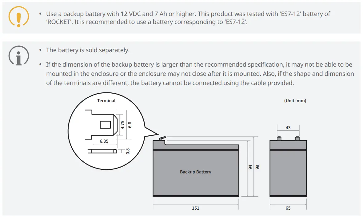 Suprema Enclosure for CoreStation Installation Guide - The battery is sold separately