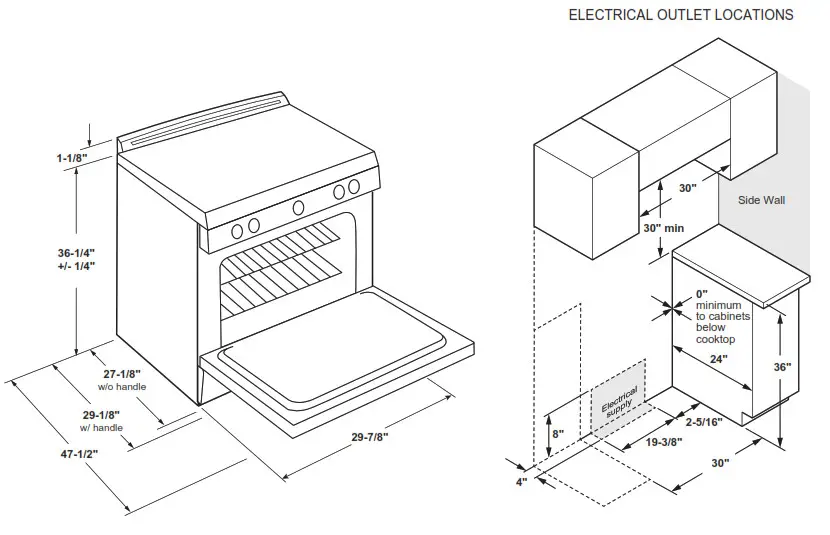 Haier 30 Electric Free-Standing Product Technical Illustration