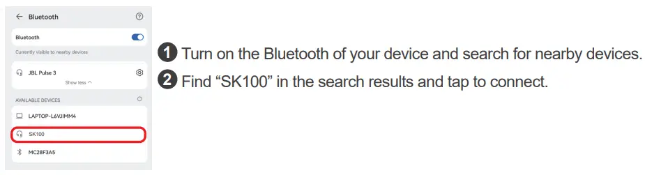 Shenzhen Hanker Technology SK100 Computer Soundbar User Manual - Pair with your device