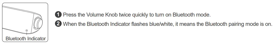 Shenzhen Hanker Technology SK100 Computer Soundbar User Manual - Switch to Bluetooth mode