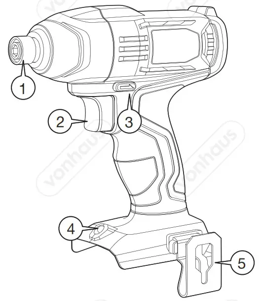 VonHaus 3500167 18V Cordless Impact Drill Driver - COMPONENTS
