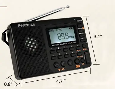 Retekess-V115-Digital -Radio-AM -FM-Portable -Shortwave-Radios-FIG-1