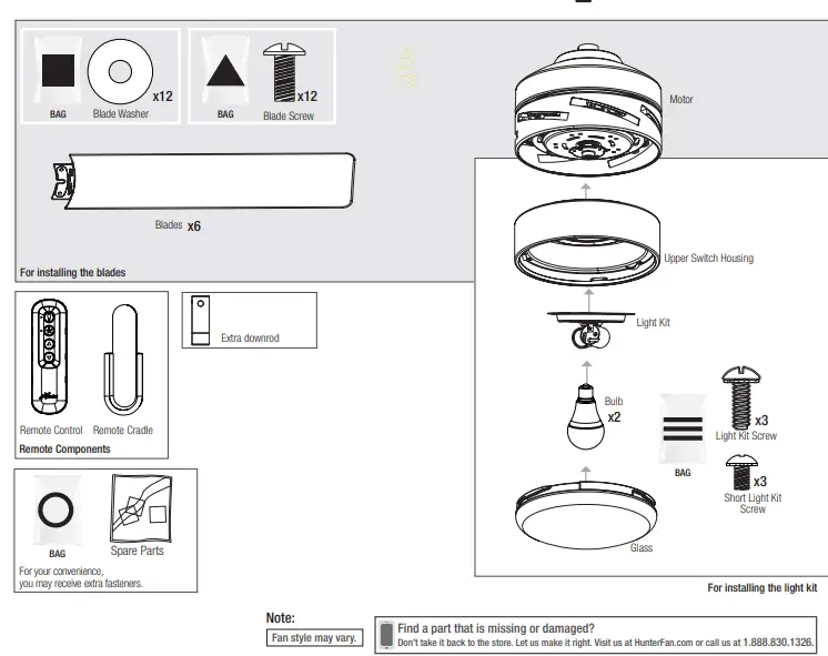 Hunter 51407 Invector Matte Black Ceiling Fan FIG 3