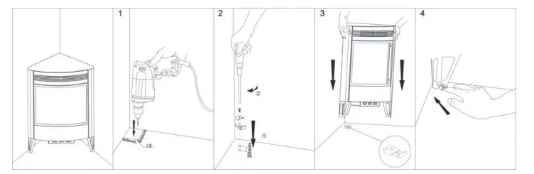 KLARSTEIN 10033112 VIENNA Fireplace Heater - POSITIONING