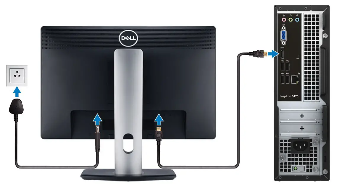 DELL Inspiron 3470 Small Desktop Connect the display.
