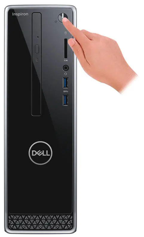 DELL Inspiron 3470 Small Desktop Press the power button.