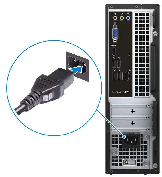 DELL Inspiron 3470 Small Desktop er with a discr