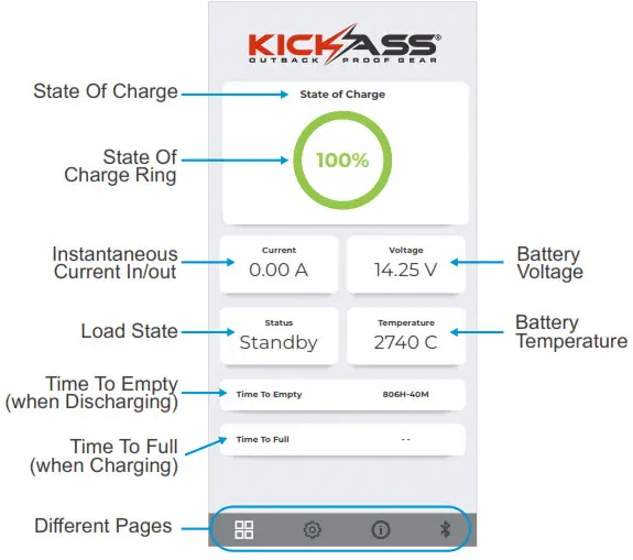 KICKASS KA12120 LIONRDU 12V 120AH LiFePO4 Lithium Battery - app