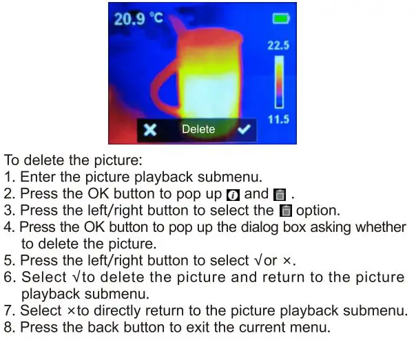 UNI-T UTi80P Compact Thermal Imager User Manual - Picture Playback