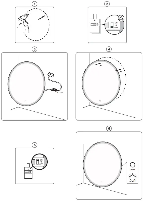 Jim s Maison GL 3056 31 5 Round Frameless Wall Mount Anti Fog Bathroom Vanity Mirror - Figure