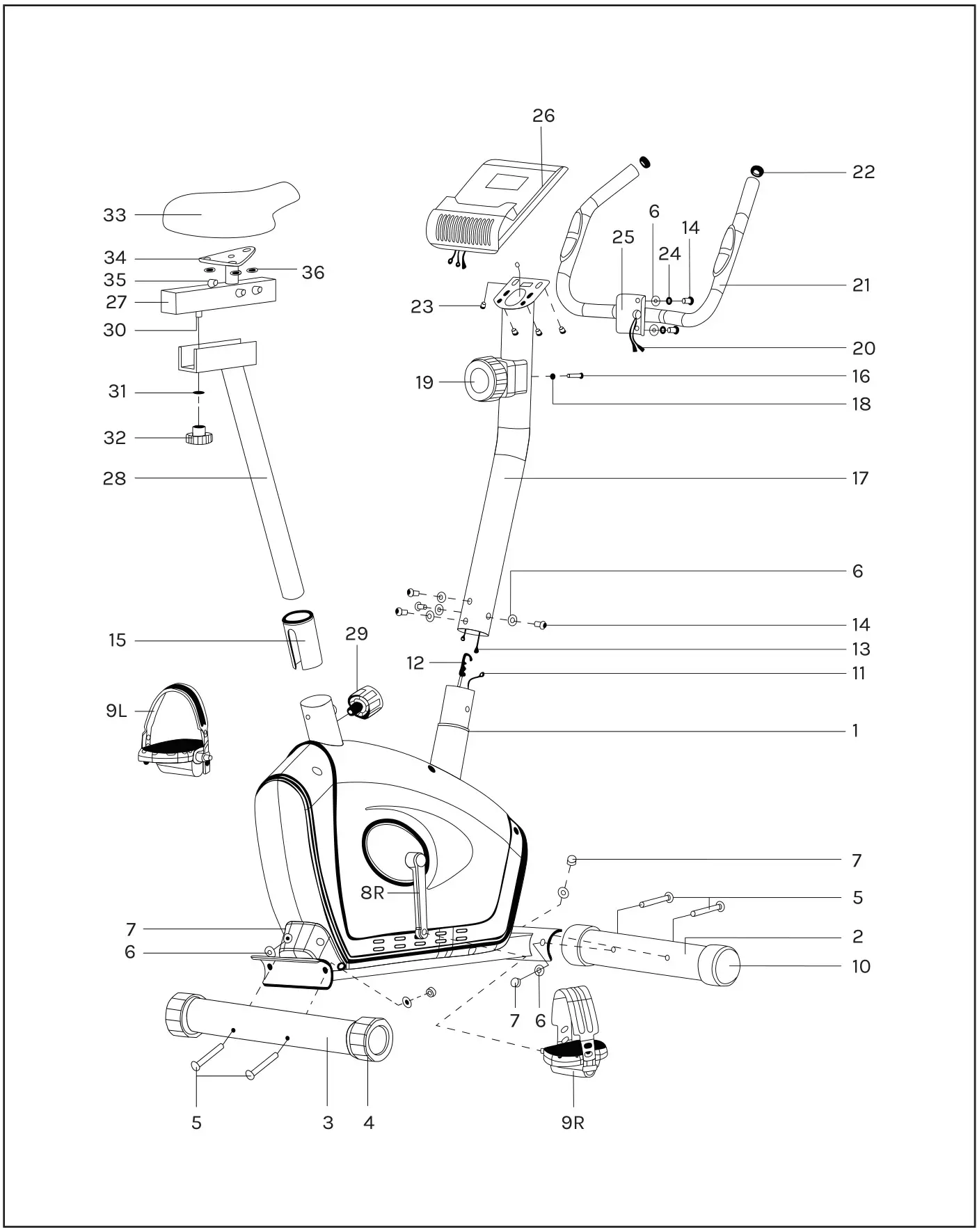 LIFESPAN EXER-58 Exercise Bike - EXPLODED DIAGRAM