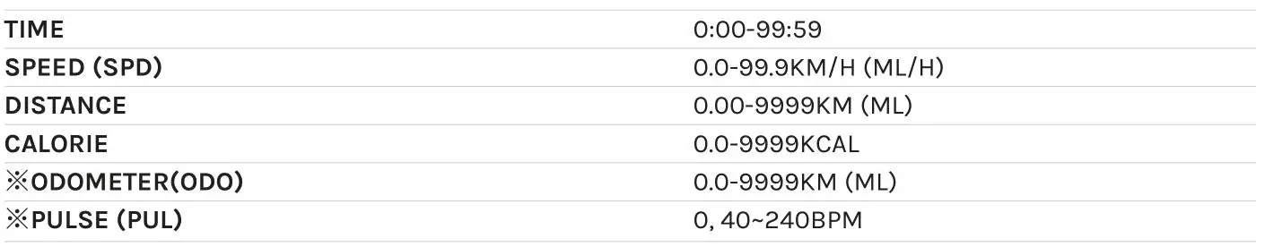 LIFESPAN EXER-58 Exercise Bike - SPECIFICATIONS