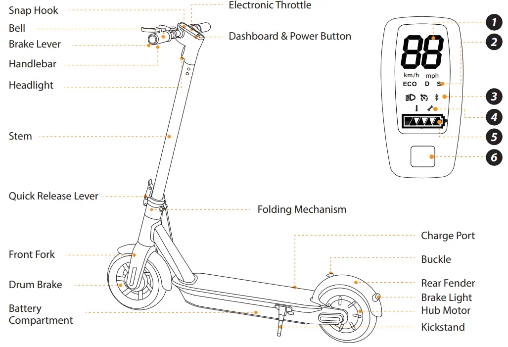 HURTLE HURES36 Pneumatic Tire Foldable Electric Scooter- fig2