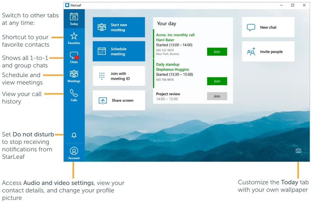 Main Menu Descriptions
