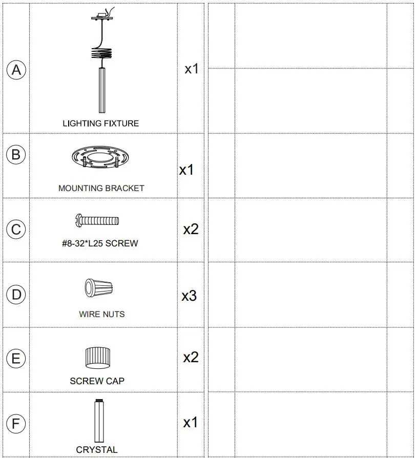 ET2 E11020 Diaphane LED 1 Light Pendant User Manual - Before getting started ensure the package