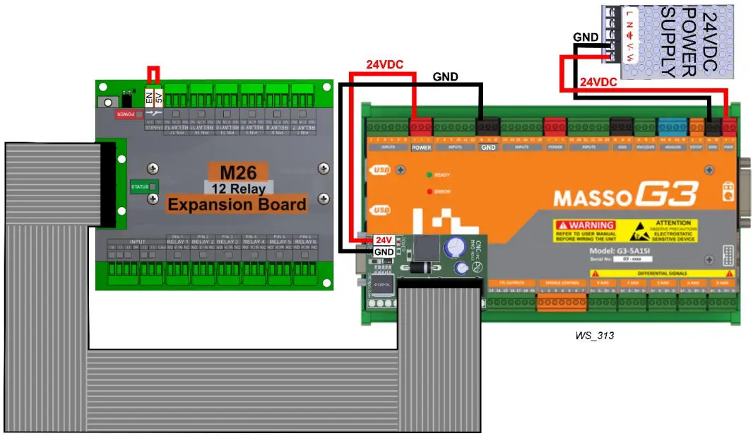 CNC4PC M26 12Relay Expansion Board - WIRING SAMPLE