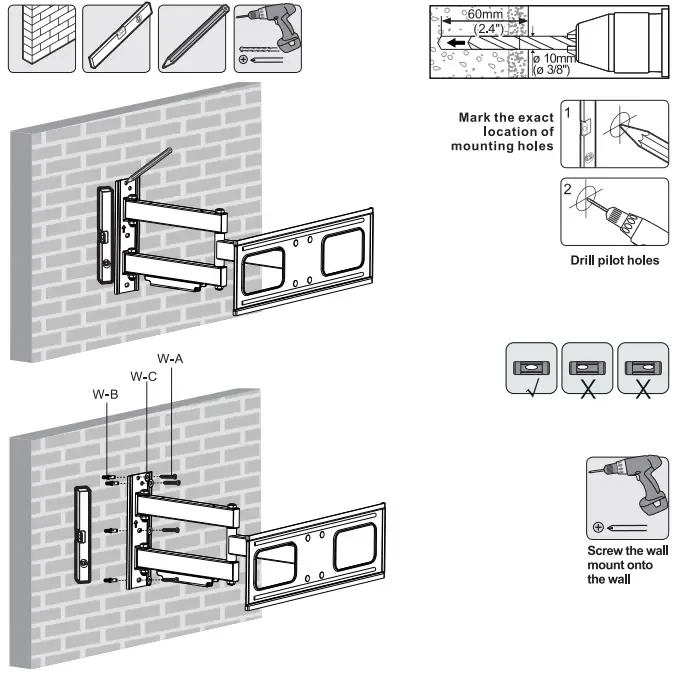 EZYmount SLT-360 Full Motion LED LCD TV Wall Mount - Timber Stud