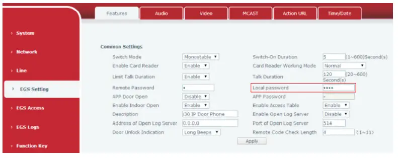 Fanvil IP Door Phone i30 - door unlock setting
