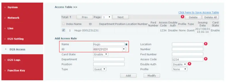 Fanvil IP Door Phone i30 - rfid code