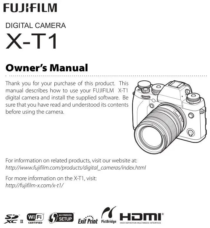 Fujifilm X-T1 Digital Camera Owner's Manual