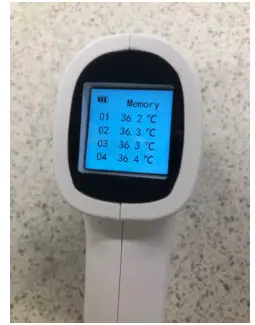 TP500 27125 Contec Infrared Thermometer- past readings